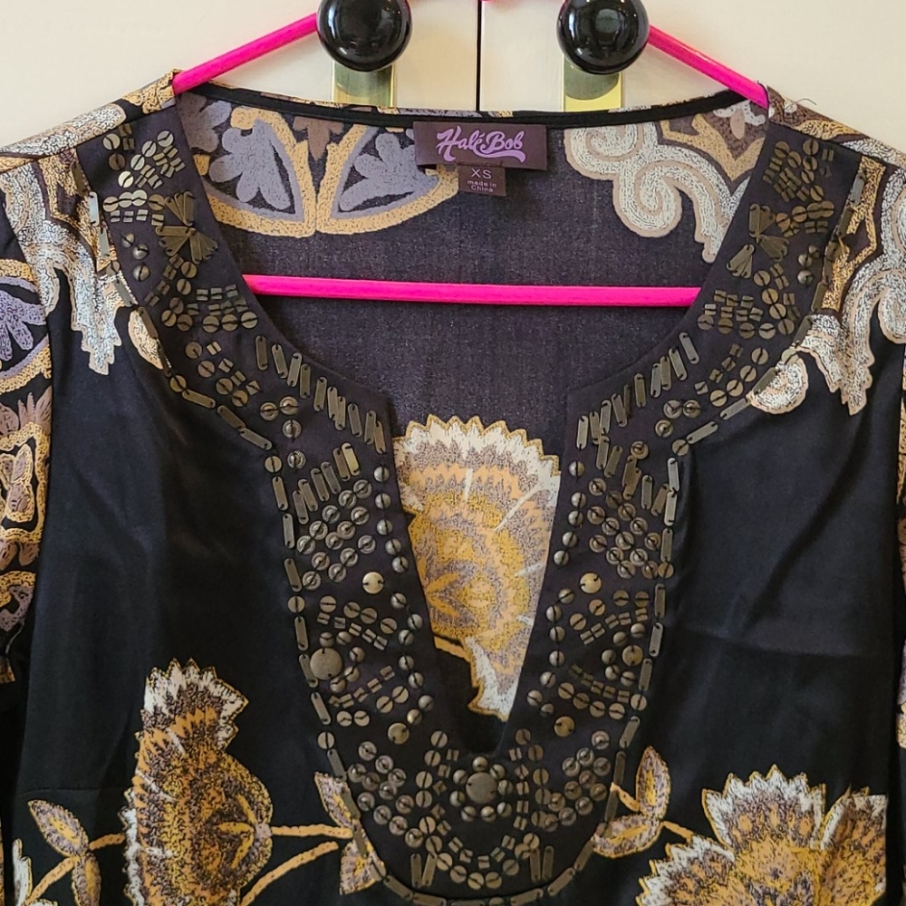 Hale Bob black silk dress size xs